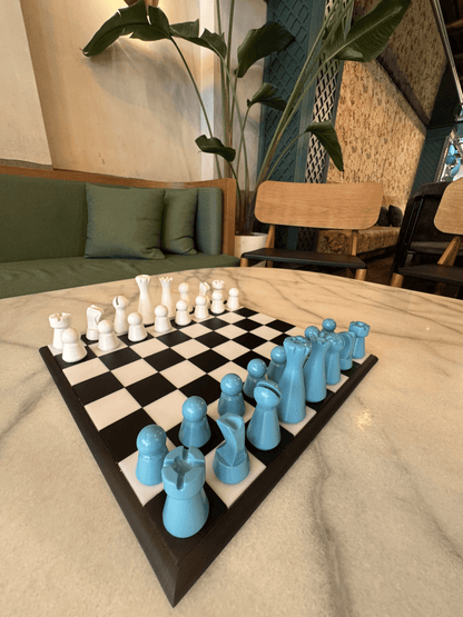 Lighthouse Chess Set, Dusty Blue, unique chess set