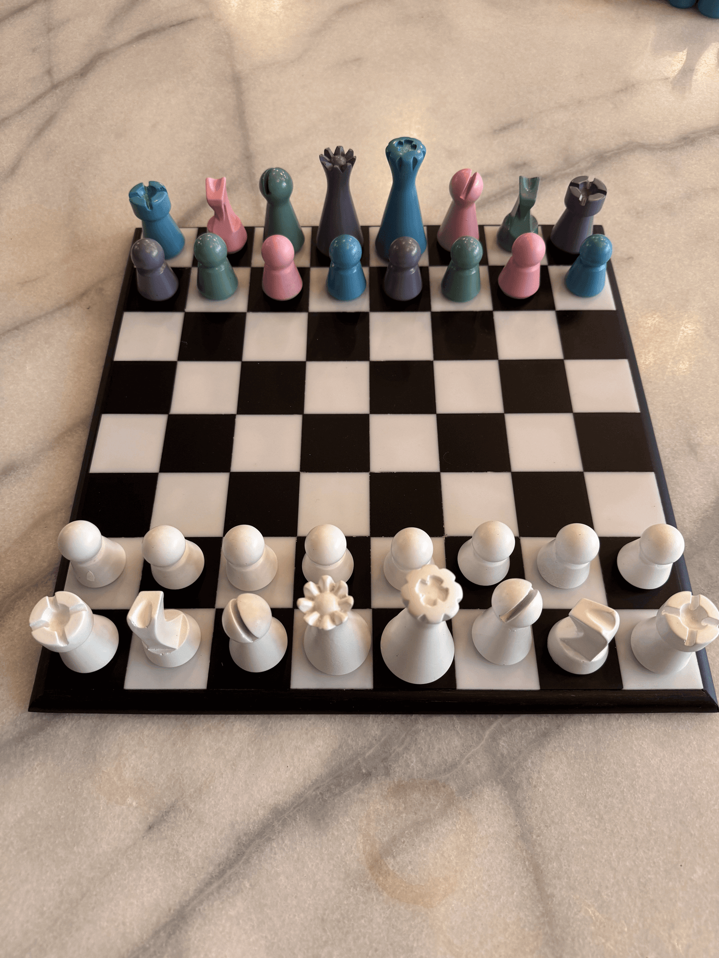Lighthouse Chess Set, Mixed Pastel, multicoloured chess set