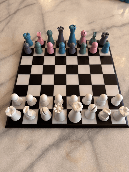 Lighthouse Chess Set, Mixed Pastel, multicoloured chess set