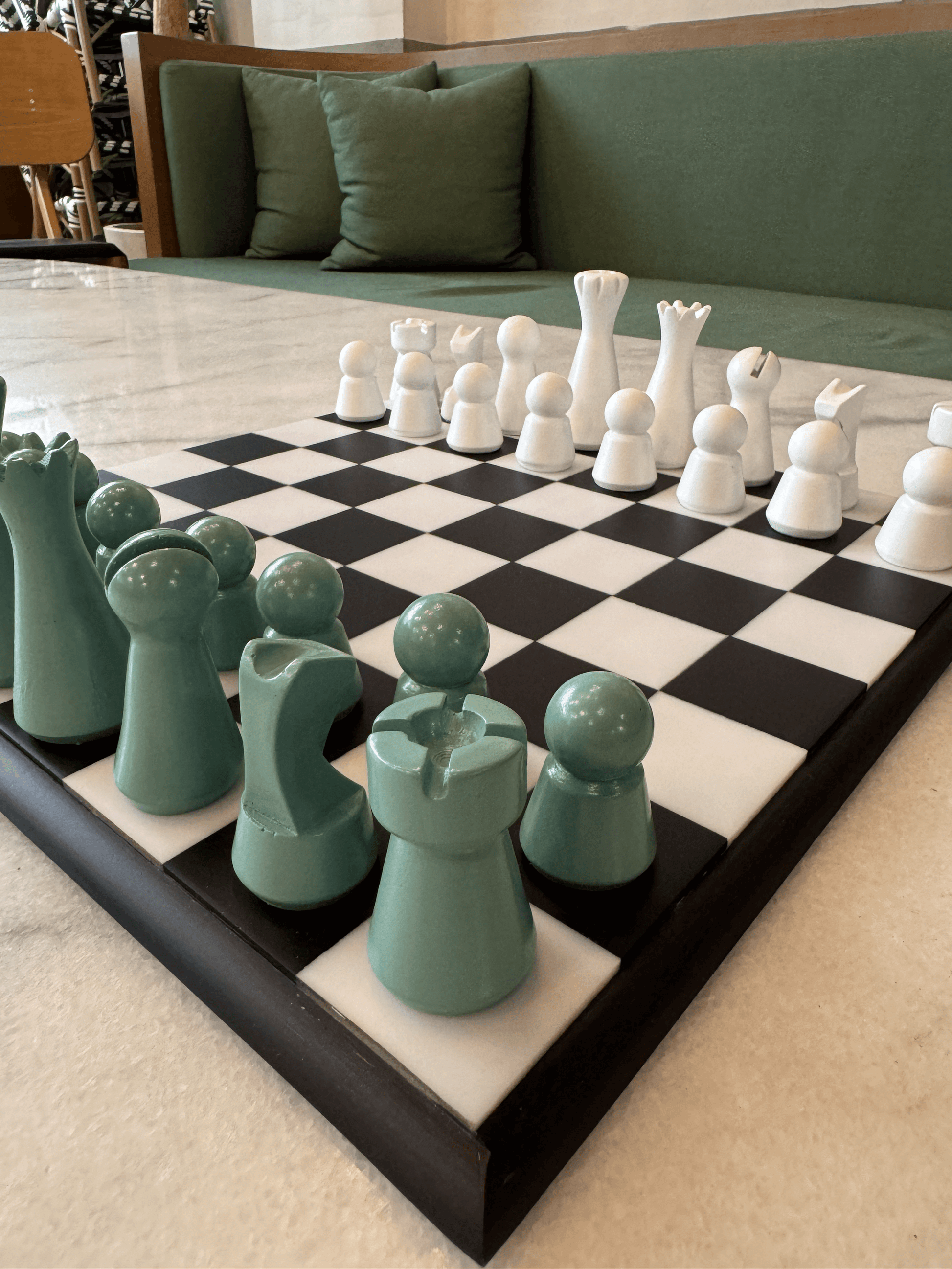 Lighthouse Chess Set, Sage Green