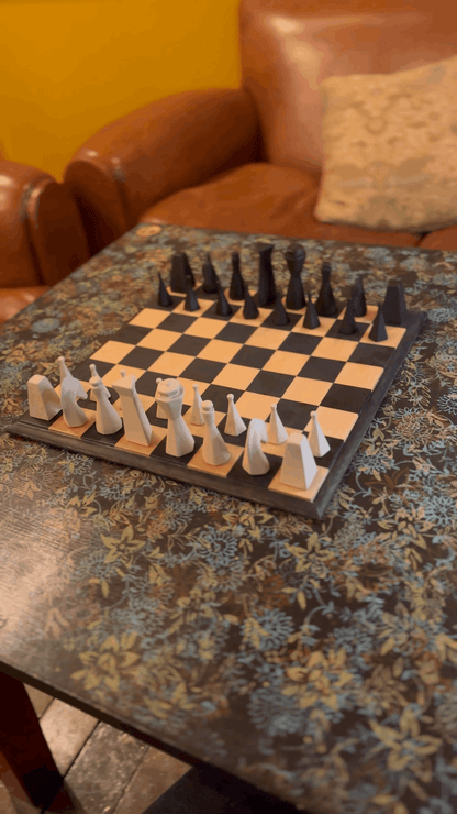Junce Original Chess Set, Walnut & Cream, best birthday gift chess set