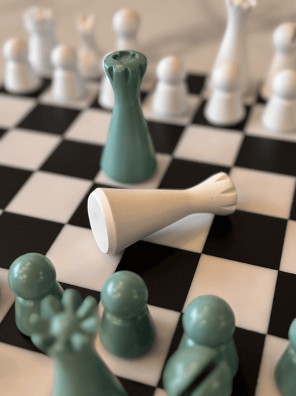 Lighthouse Chess Set, Sage Green, green and white chess gift