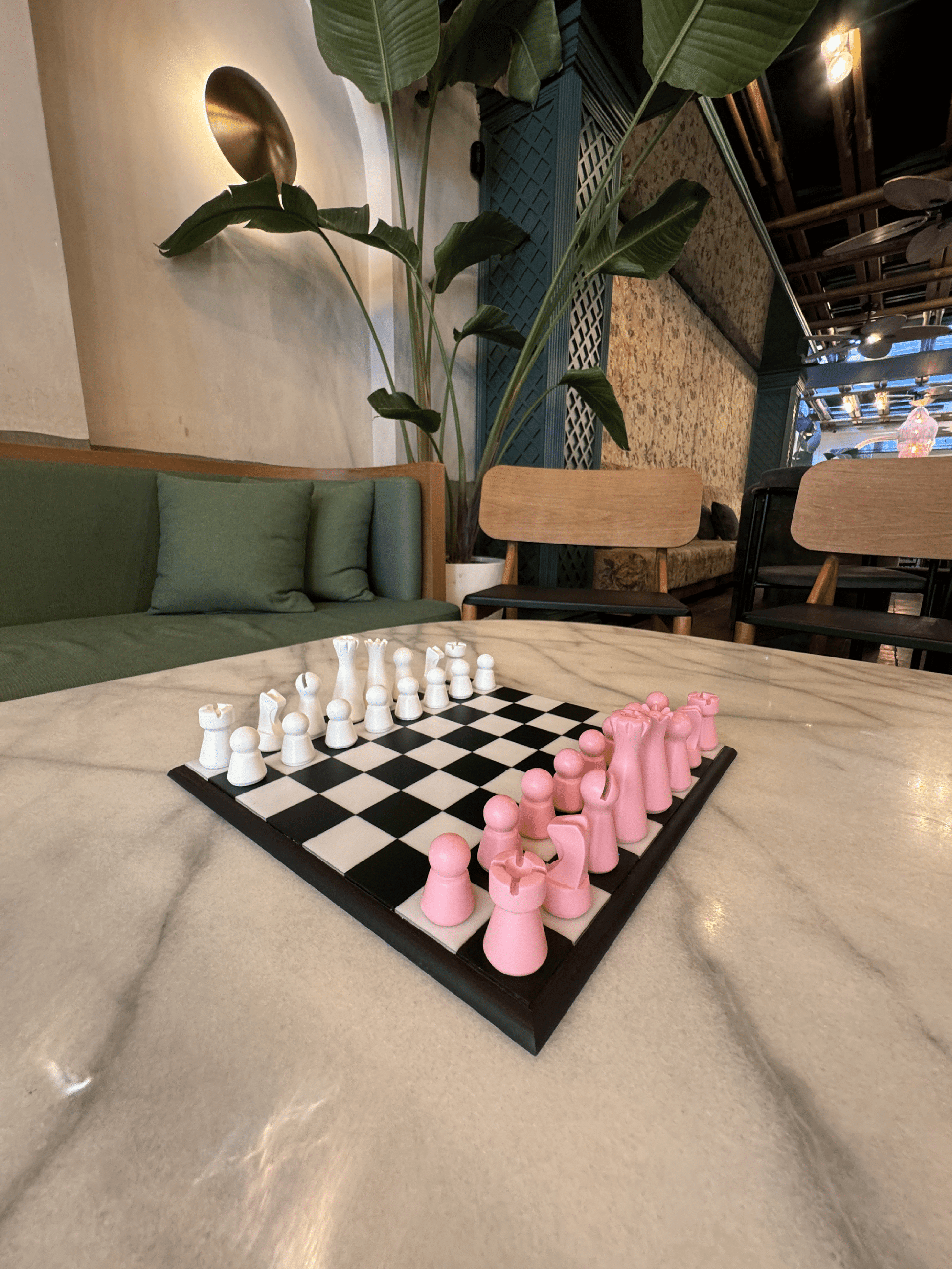 Lighthouse Chess Set, Blush Pink, cool home decoration