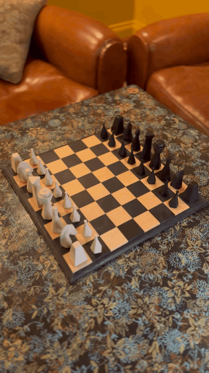 Junce Original Chess Set, Walnut & Cream, cool chess set