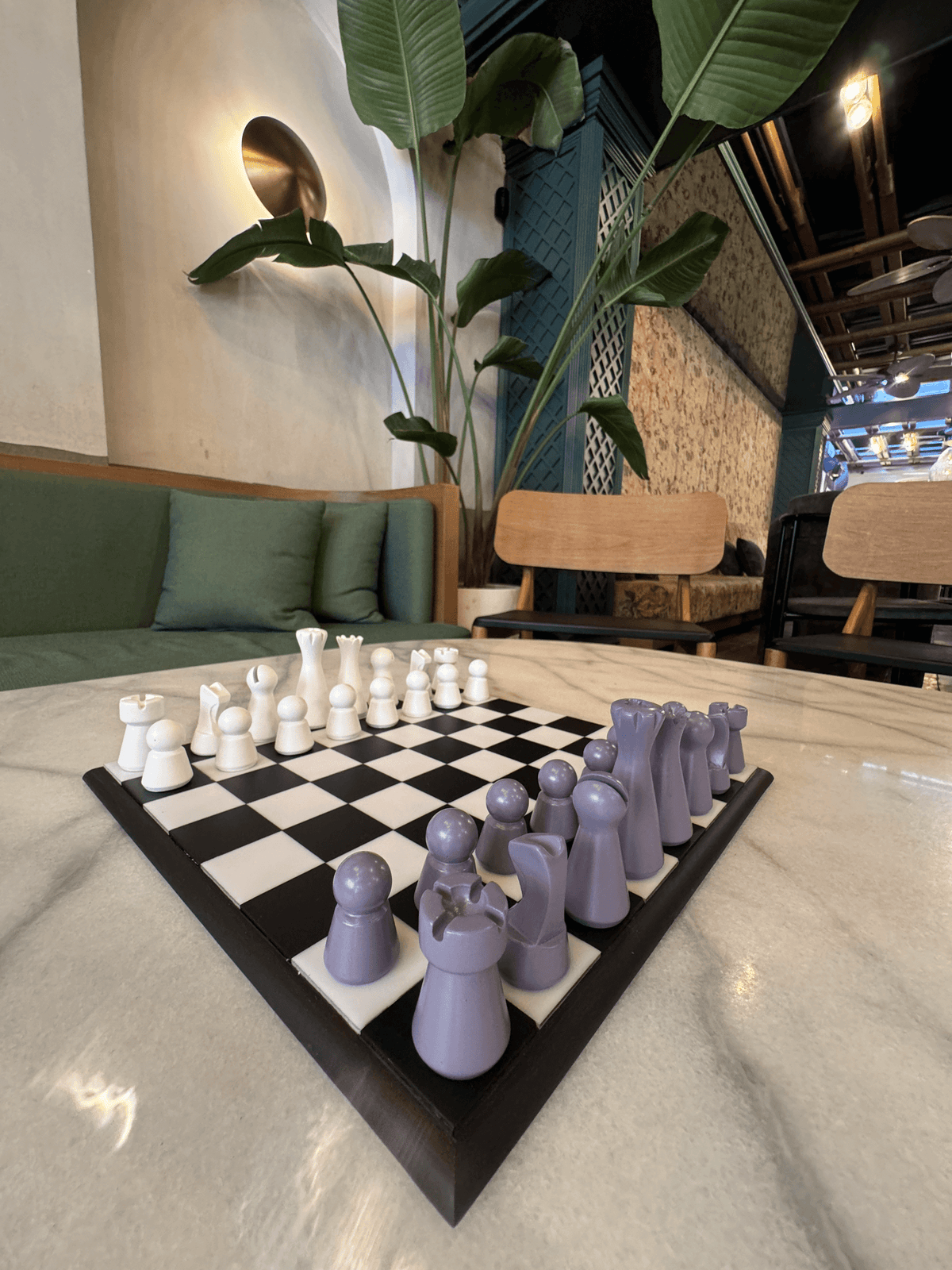 Lighthouse Chess Set, Lilac, modern design