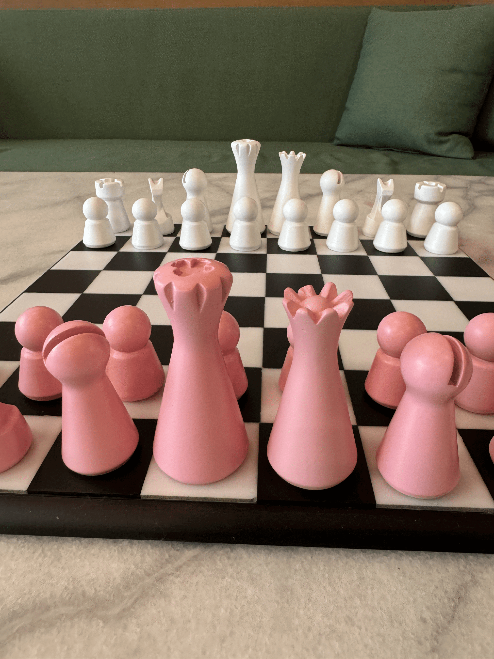 Lighthouse Chess Set, Blush Pink, pastel colored chess set