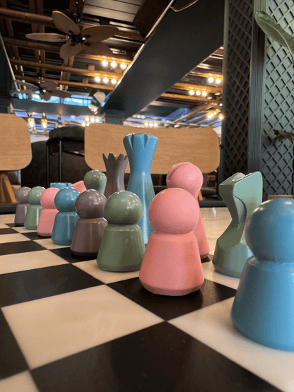 Lighthouse Chess Set, Mixed Pastel, multicolored chess set