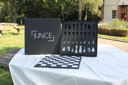 Junce Original Chess Set, Black & White, handcrafted modern chess set