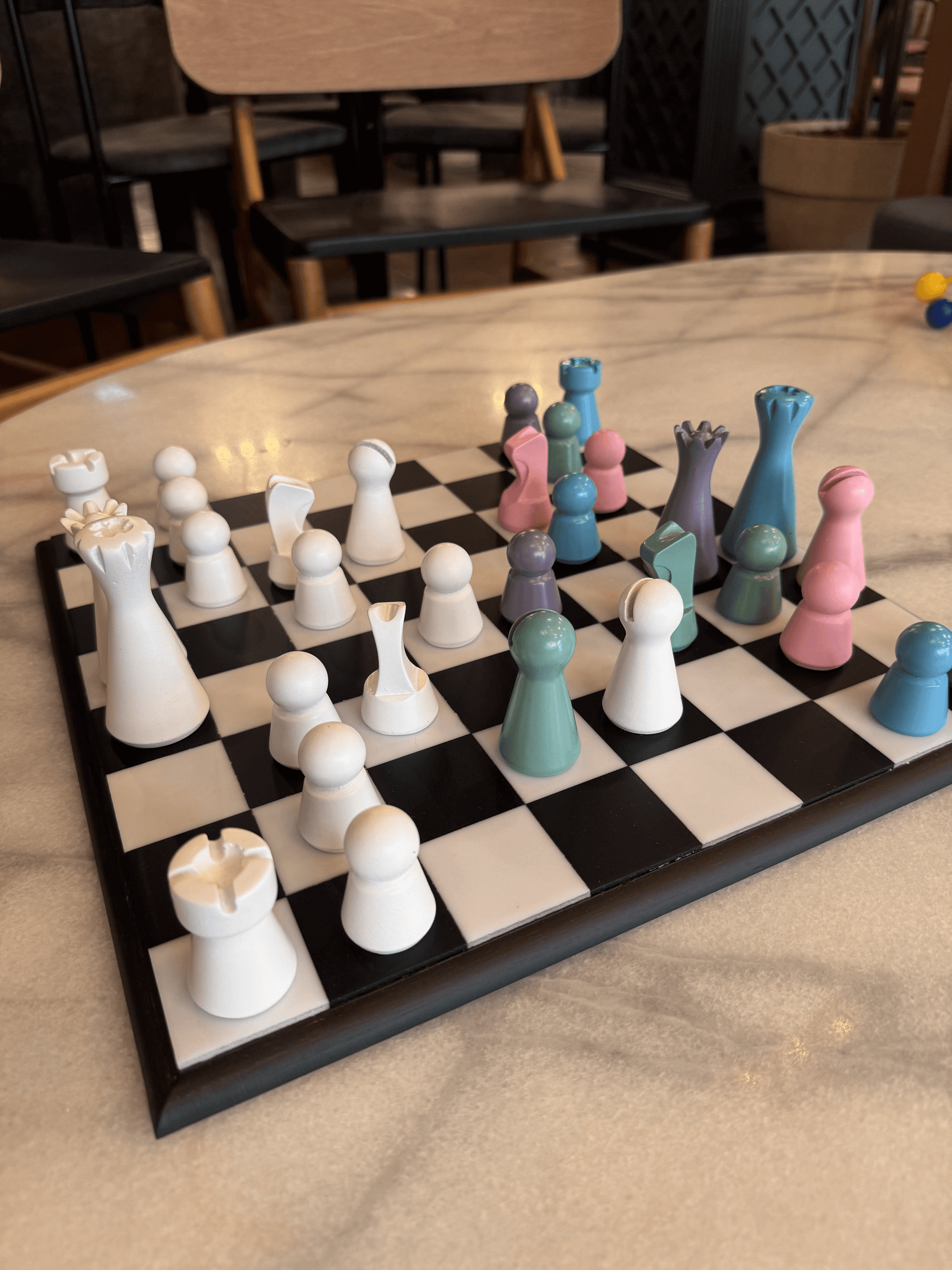 Lighthouse Chess Set, Mixed Pastel, colorful chess set