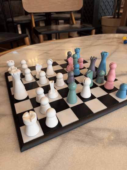 Lighthouse Chess Set, Mixed Pastel, colorful chess set