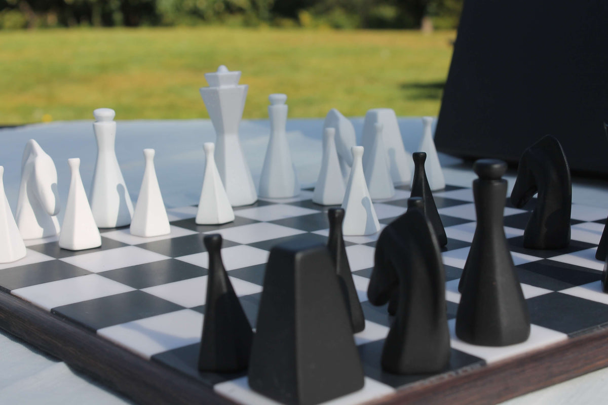 Junce Chess Pieces, Board Not Included, Black & White, handmade chess set
