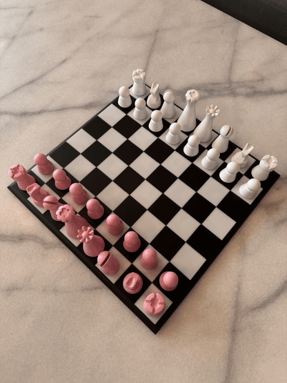 Lighthouse Chess Set, Blush Pink, unique chess gift