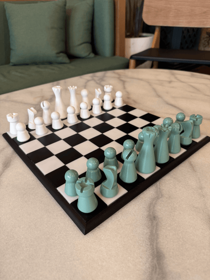 Lighthouse Chess Set, Sage Green, colorful unique chess set