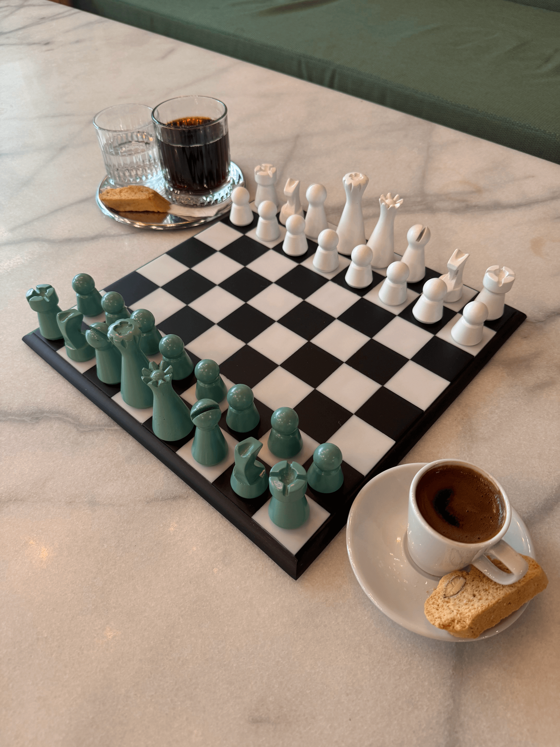 Lighthouse Chess Set, Sage Green, perfect coffee shop decoration